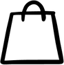 Icon Einkaufstasche mit schwarze Outline 