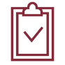 Icon eines Klippboard mit einem Häkchen in der Mitte