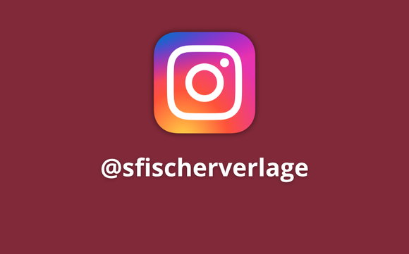 Grafik mit rotem Hintergrund, Instagram-Logo und Text 