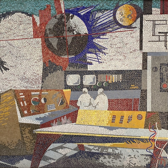 Glasmosaik "Der Mensch bezwingt den Kosmos", Fritz Eisel, 1972