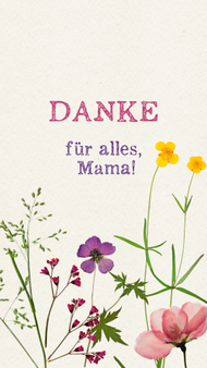 Danke für alles, Mama und Blumenillustrationen