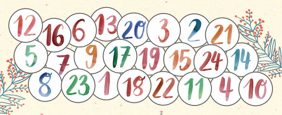 Adventskalender Nummern mit Illustrationen