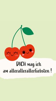 Zwei Kirschen mit Spruch