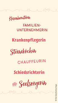 Wallpaper zum Muttertag mit dem Spruch "Krisenberaterin. Familienunternehmerin. Krankenpflegerin. Sterneköchin. Chauffeurin. Schiedsrichterin und Seelsorgerin."
