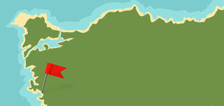Schlichte illustrierte Landkarte von oben als Banner der Seite Ideen für Reisegeschenke
