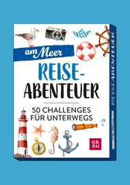 Cover vom Kartenset "Reiseabenteuer am Meer" auf blauem Hintergrund