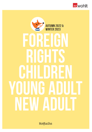 Cover des Foreign Rights Catalouge von Rotfuchs. Gelber Hintergrund, der Rotfuchs ist zu sehen.