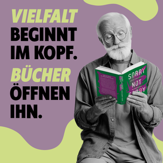 Ein älterer Mann mit weißem Bart liest «Sorry not sorry» von Anika Landsteiner