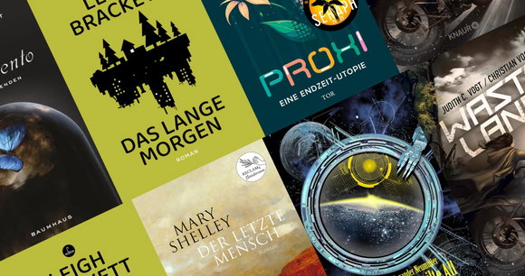 Collage aus den Covern der im Artikel erwähnten Bücher, leicht schräg, teils nur am Rand zu sehen.
