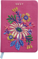 Produktbild von Taschenkalender A6 2027: Blütenmotiv, bestickt, pink