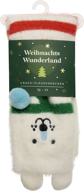 Produktbild von Weihnachtswunderland, Couch-Flauschsocken, Eisbär, Größe 36-41