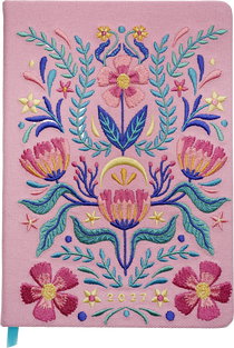 Produktbild von Taschenkalender A5 2027: Blütenmotiv, bestickt, rosa