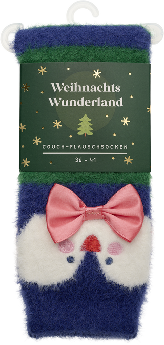 Produktbild von Weihnachtswunderland, Couch-Flauschsocken, Pinguin, Größe 36-41