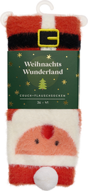 Produktbild von Weihnachtswunderland, Couch-Flauschsocken, Santa Claus, Größe 36-41