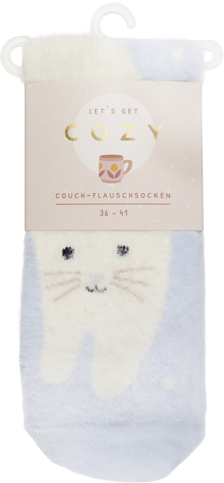 Produktbild von COZY Couch-Flauschsocken "Cozy Cat", weiß, Größe 36-41
