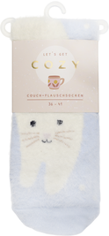 Produktbild von COZY Couch-Flauschsocken "Cozy Cat", weiß, Größe 36-41