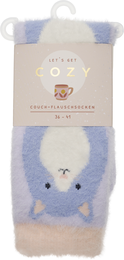 Produktbild von COZY Couch-Flauschsocken"Cozy Cat", blau, Größe 36-41