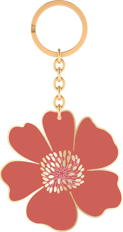 Produktbild von Bunte Blumengrüße Emaille-Schlüsselanhänger Blume rosa