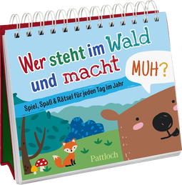 Produktbild von Wer steht im Wald und macht muh?: Spiel, Spaß & Rätsel für jeden Tag im Jahr