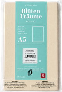 Zusatzmaterial 4036442015025 U4 von Blütenträume Notizbuch bestickt, A5 - 240 Seiten, beige
