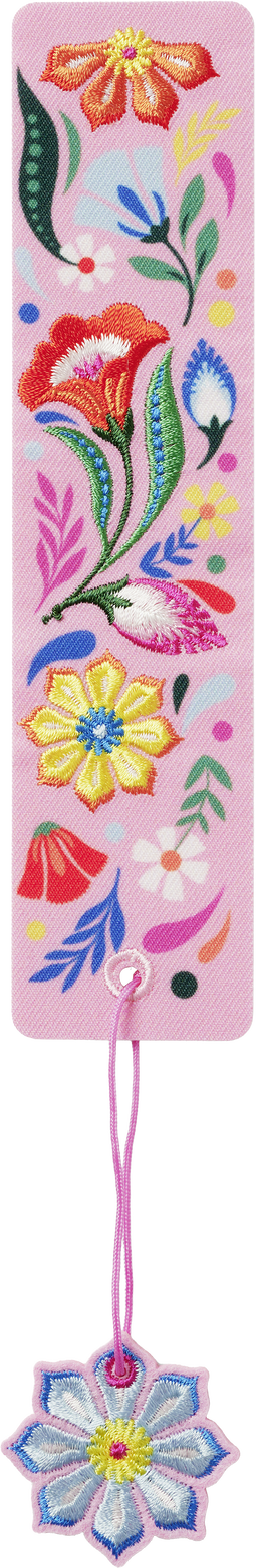 Produktbild von Buchverliebt Lesezeichen bestickt "Blumenliebe rosa"