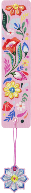 Produktbild von Buchverliebt Lesezeichen bestickt "Blumenliebe rosa"
