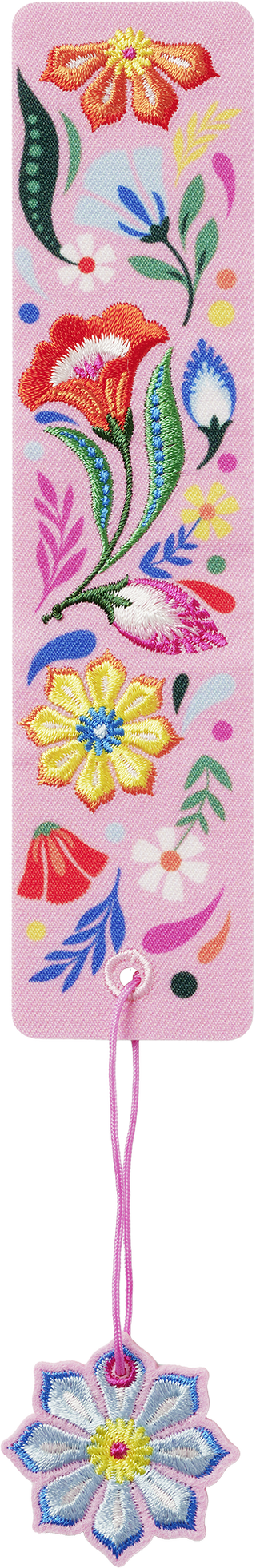 Produktbild von Buchverliebt Lesezeichen bestickt "Blumenliebe rosa"