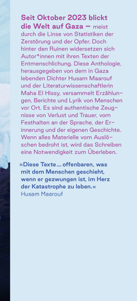 Zusatzmaterial KL 978 3 10 397795 0 vorne von Elegie für das letzte Licht: Texte aus Gaza | Aus dem Arabischen von Sandra Hetzl und aus dem Englischen von Nouria Behloul