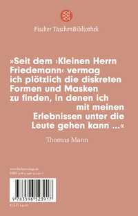 Zusatzmaterial 9783596523917 U4 von Der kleine Herr Friedemann: Erzählung von Thomas Mann