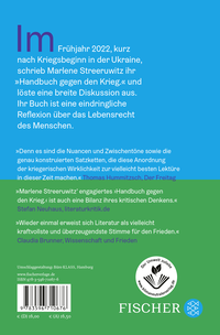 Zusatzmaterial 9783596710676 U4 von Handbuch gegen den Krieg. von Marlene Streeruwitz