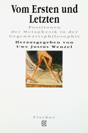 Buchcover von Vom Ersten und Letzten: Positionen der Metaphysik in der Gegenwartsphilosophie