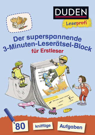 Buchcover von Duden Leseprofi – Der superspannende 3-Minuten-Leserätsel-Block für Erstleser: 80 knifflige Aufgaben