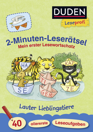 Buchcover von Duden Leseprofi – 2-Minuten-Leserätsel: Mein erster Lesewortschatz. Lauter Lieblingstiere: 40 allererste Leseaufgaben