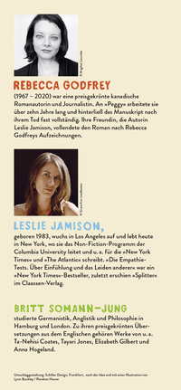 Zusatzmaterial KL 978 3 7587 0016 3 hinten von Peggy: Roman von Rebecca Godfrey, Leslie Jamison