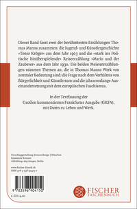 Zusatzmaterial 9783596904150 U4 von Tonio Kröger / Mario und der Zauberer: In der Fassung der Großen kommentierten Frankfurter Ausgabe von Thomas Mann