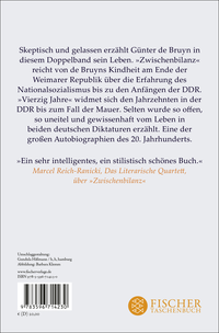 Zusatzmaterial 9783596714230 U4 von Zwischenbilanz / Vierzig Jahre: Autobiographie von Günter de Bruyn