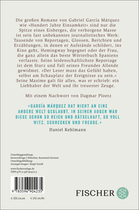 Zusatzmaterial 9783596904235 U4 von Der schönste Beruf der Welt: Journalistische Texte und Reportagen aus fünf Jahrzehnten von Gabriel García Márquez