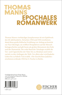Zusatzmaterial 9783596713288 U4 von Joseph und seine Brüder I. Die Geschichten Jaakobs (Neuausgabe): Roman von Thomas Mann