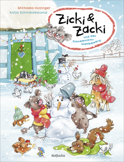 Buchcover von Zicki & Zacki und der Schneemann-Wettbewerb von Michaela Holzinger