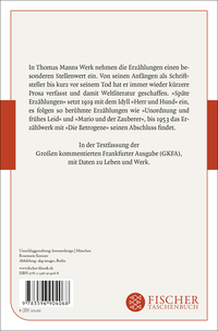 Zusatzmaterial 9783596904068 U4 von Späte Erzählungen 1919-1953 von Thomas Mann
