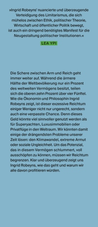 Zusatzmaterial KL 978 3 10 397162 0 vorne von Limitarismus: Warum Reichtum begrenzt werden muss von Ingrid Robeyns