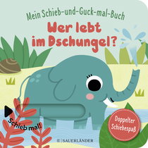 Buchcover von Mein Schieb & Guck-mal-Buch: Wer lebt im Dschungel?: Dschungeltiere Spielbuch ab 2 Jahren