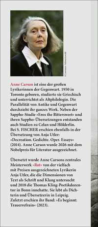 Zusatzmaterial KL 978 3 10 397279 5 hinten von Rot: Zwei Romane in Versen von Anne Carson