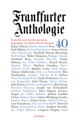 Buchcover von Frankfurter Anthologie: Vierzigster Band Gedichte und Interpretationen Begründet von Marcel Reich-Ranicki