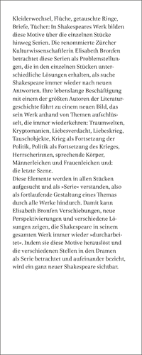 Zusatzmaterial KL 978 3 10 397434 8 vorne von Shakespeare – and His Serial Motifs von Elisabeth Bronfen