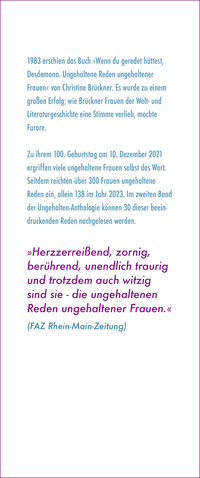Zusatzmaterial KL 978 3 596 71043 0 hinten von Aber jetzt ist Schluss!: Neue ungehaltene Reden ungehaltener Frauen