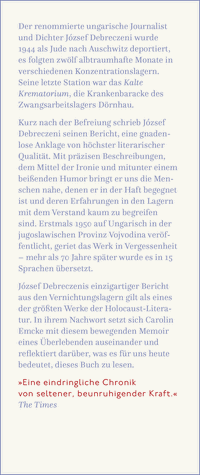 Zusatzmaterial KL 978 3 10 397544 4 vorne von Kaltes Krematorium: Bericht aus dem Land namens Auschwitz von József Debreczeni
