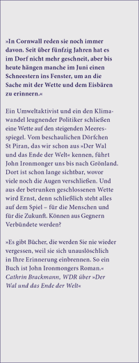 Zusatzmaterial KL 978 3 10 397503 1 vorne von Der Eisbär und die Hoffnung auf morgen: Roman von John Ironmonger