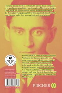 Zusatzmaterial 9783596709625 U4 von Der Prozess: Roman von Franz Kafka