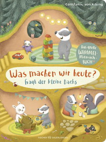 Buchcover von “What Are We Going to Do Today“ the Little Badger Asks: Das große Wimmel-Mitmachbuch